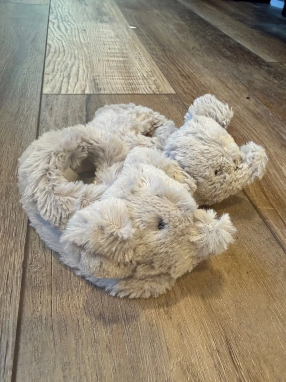 Pottery Barn Kids Cozy Grey Plush Elephant Kids Slippers Size 6-12 Months